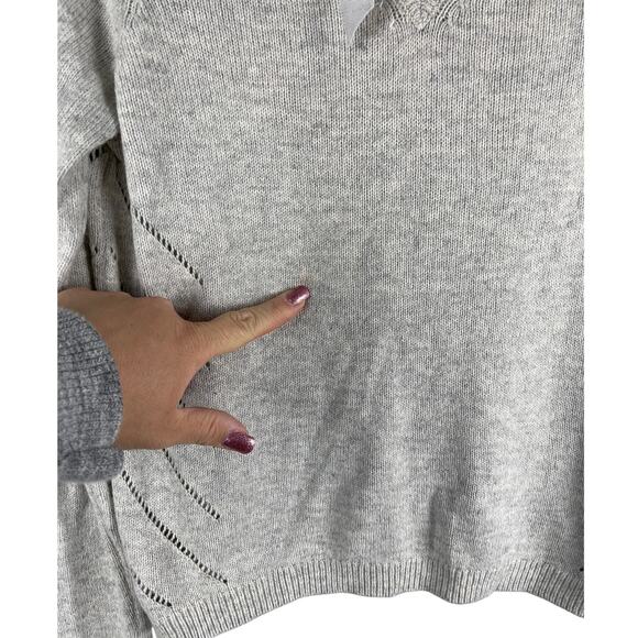 Anthropologie MOTH Light Gray Tie Back Neck Cashmere Blend Sweater Size Small‎ - Picture 7 of 10